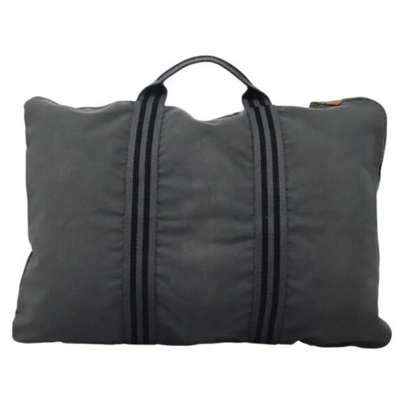 HERMES Fourre Tout Porte Documents Business Bag Canvas Gray Silver Auth 124325 - Picture 3 of 16